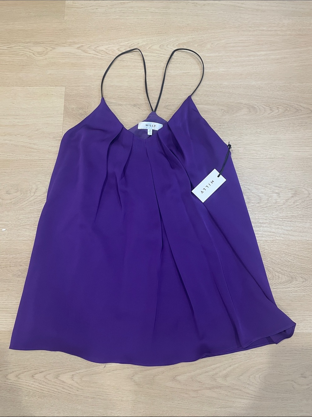 Milly Violet Silk Spaghetti-Strap Cami